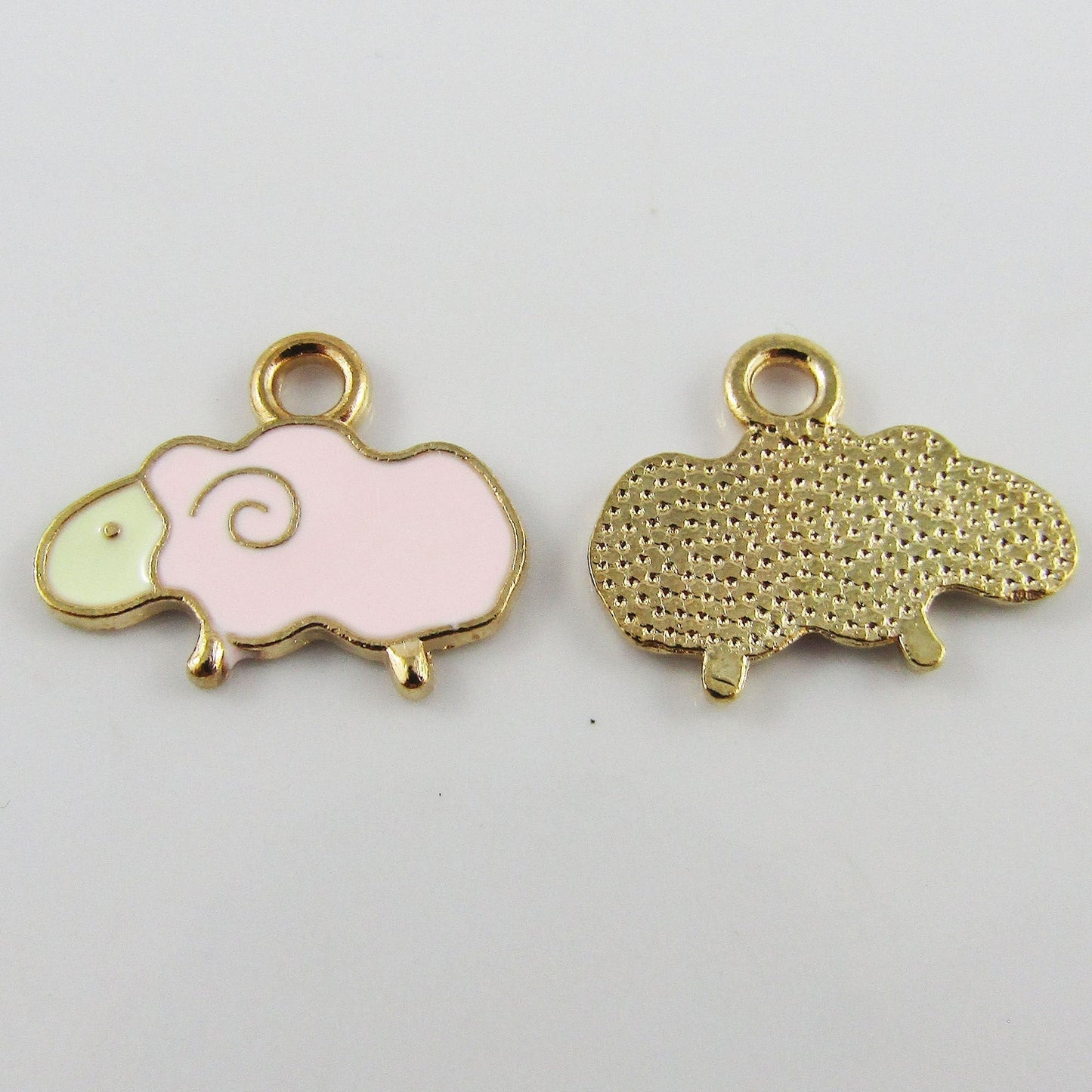Bulk 10pce Enamel Woolly Sheep Charm Pendant 19x15mm Select Colour