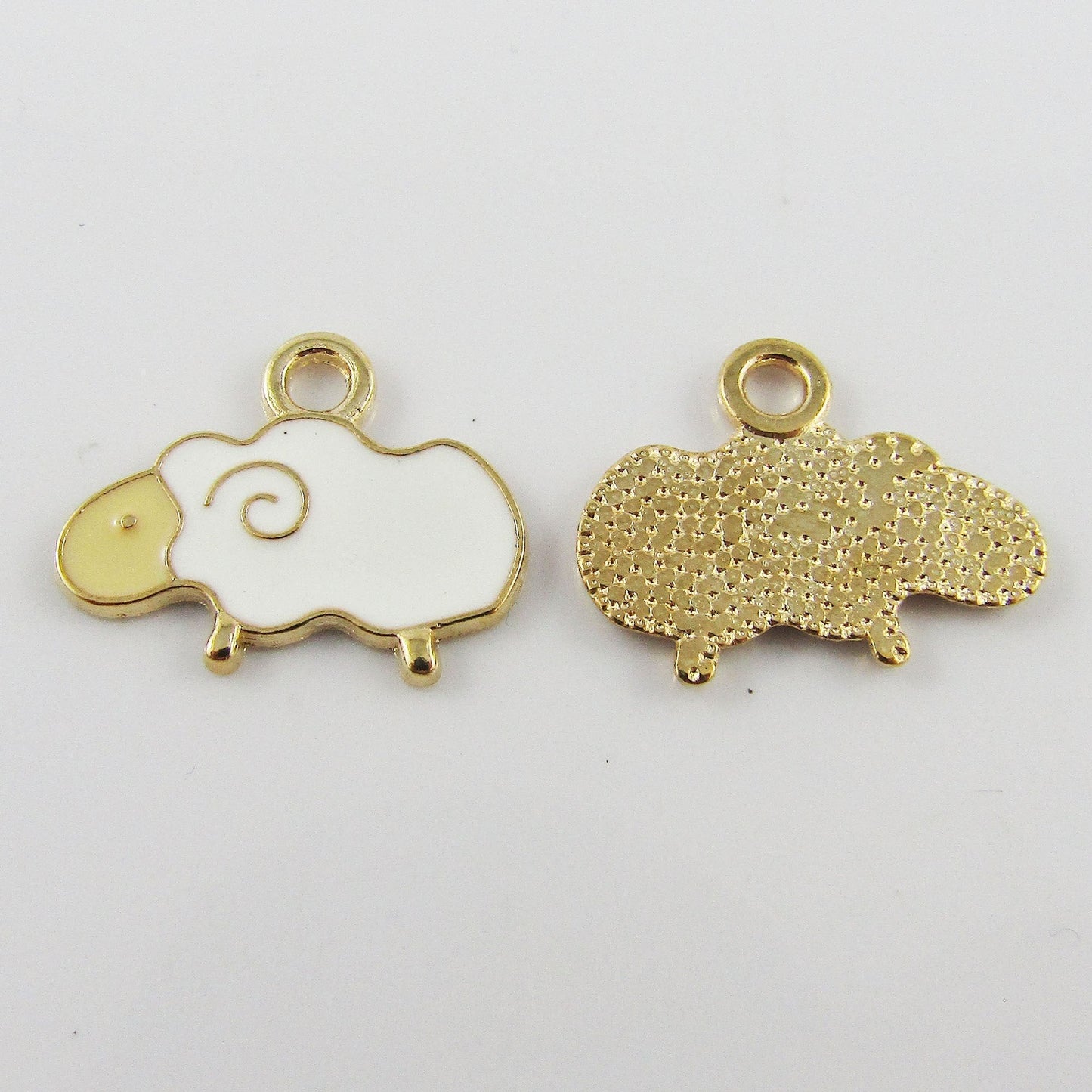 Bulk 10pce Enamel Woolly Sheep Charm Pendant 19x15mm Select Colour