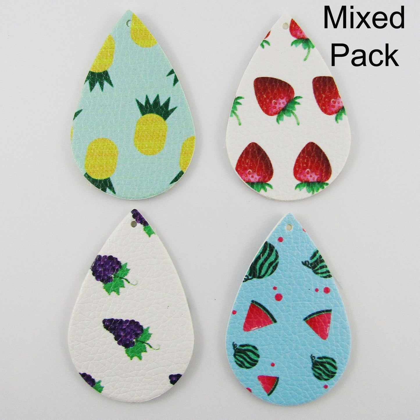 Bulk 8pce Fruit Charm Pendant Teardrop PU Leather 56x37mm Select Design