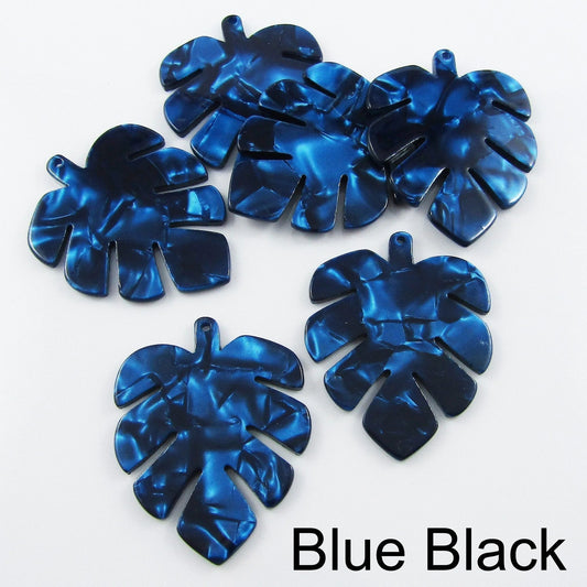 6pcs Monstera Leaf Charm Pendant Cellulose Acetate 49x39mm Select Colour