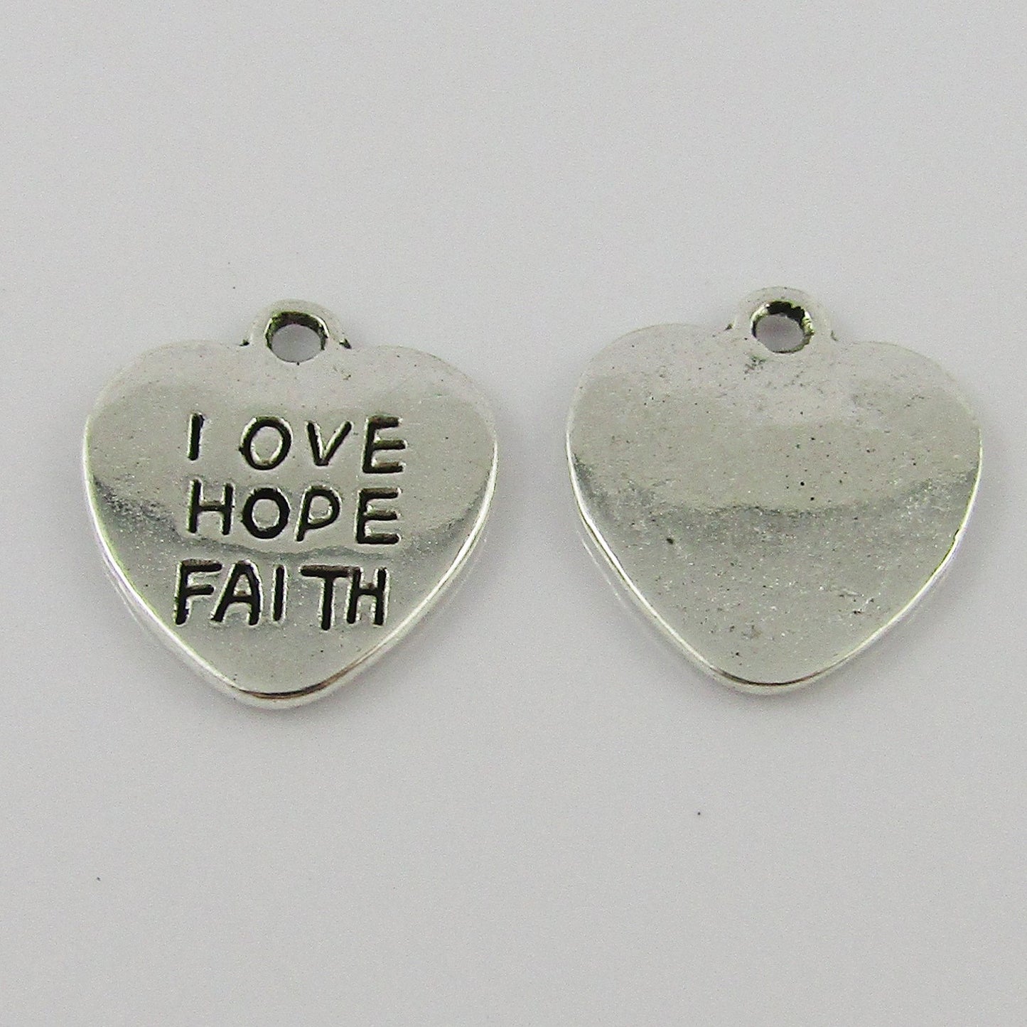 Bulk Love Hope Faith Message Heart Charm Pendant Alloy 15x14mm Select Qty