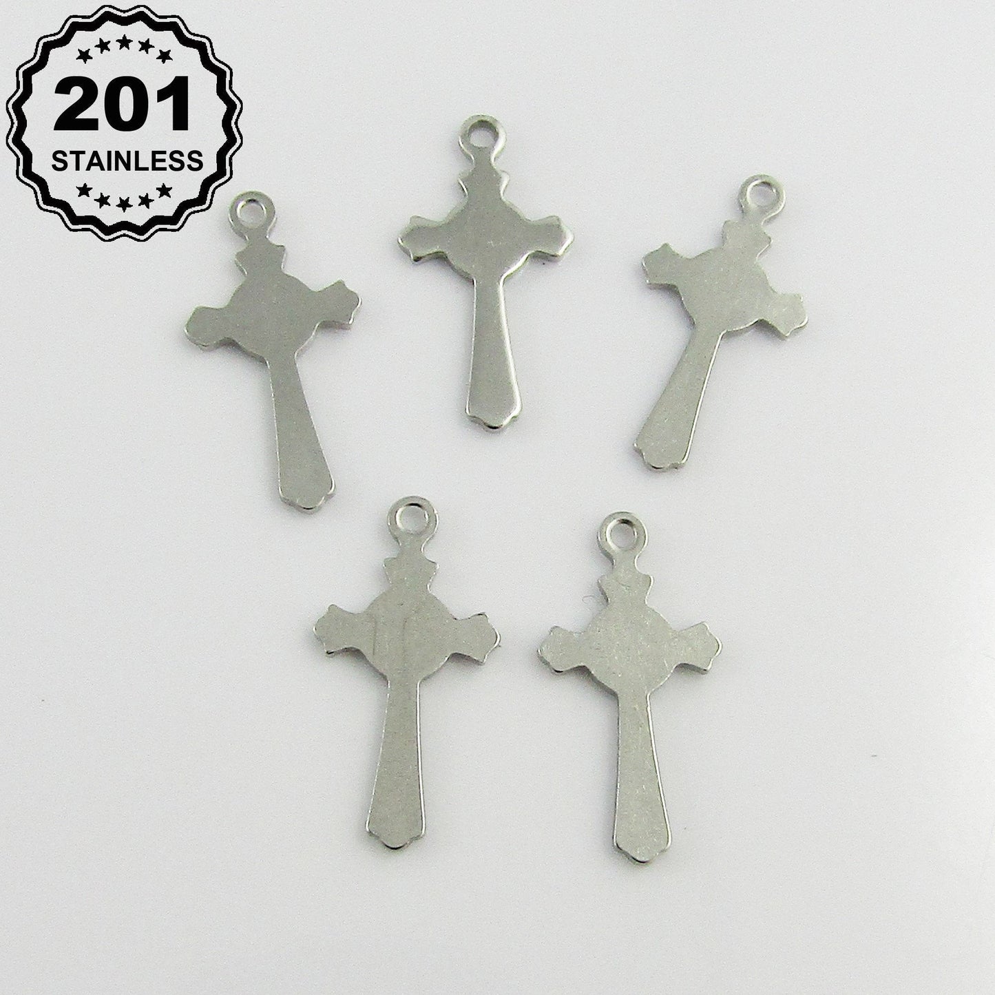 Bulk Religious Crucifix Cross Charm Pendant 201 Stainless Steel 16x8mm