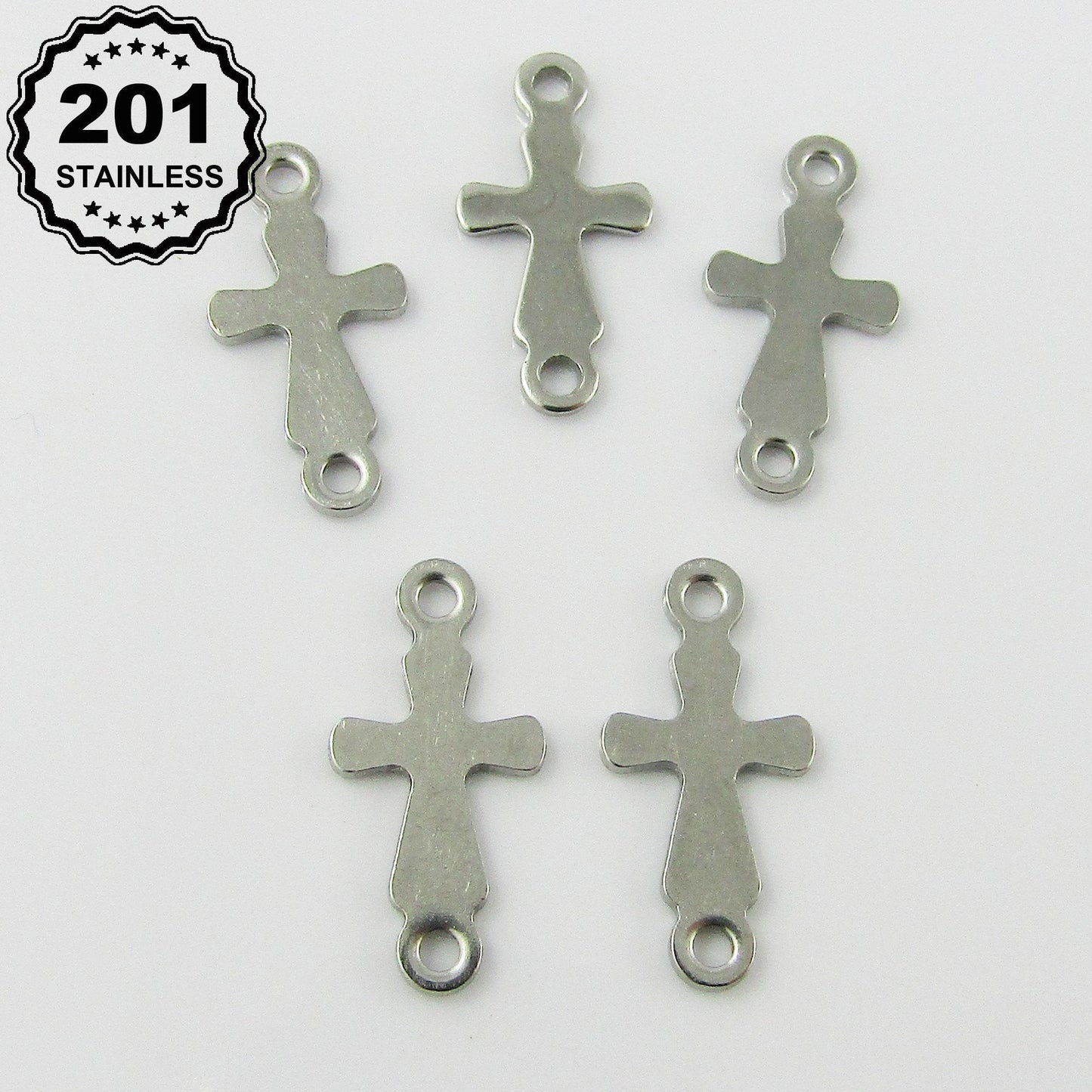 Bulk Crucifix Cross Connector Charm Pendant 201 Stainless Steel 18x9mm