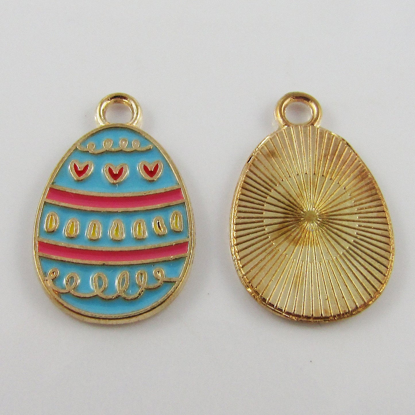 Bulk 10pce Enamel Hearts Easter Egg Charm Pendant Easter Chocolate 22x14mm