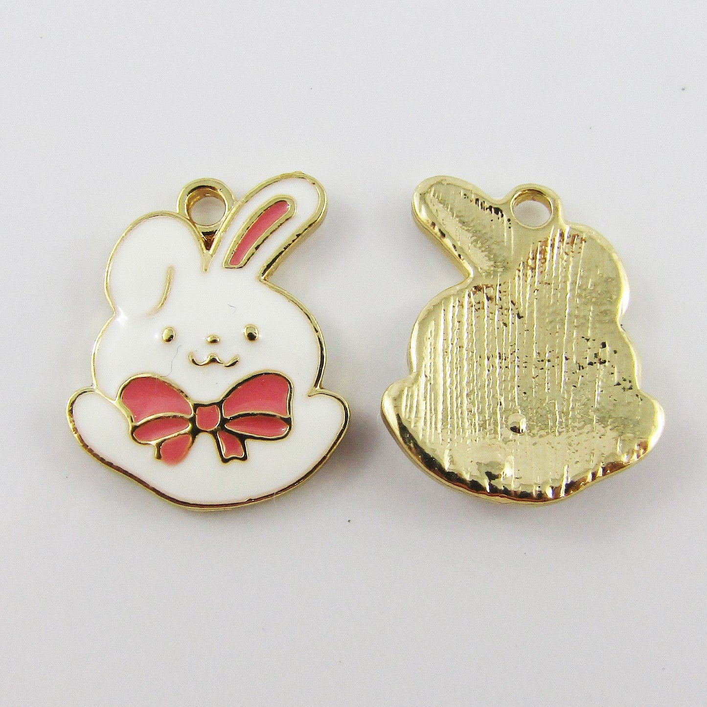 Bulk 10pce Enamel Easter Bunny Rabbit Charm Pendant 20x15mm Blue or Pink