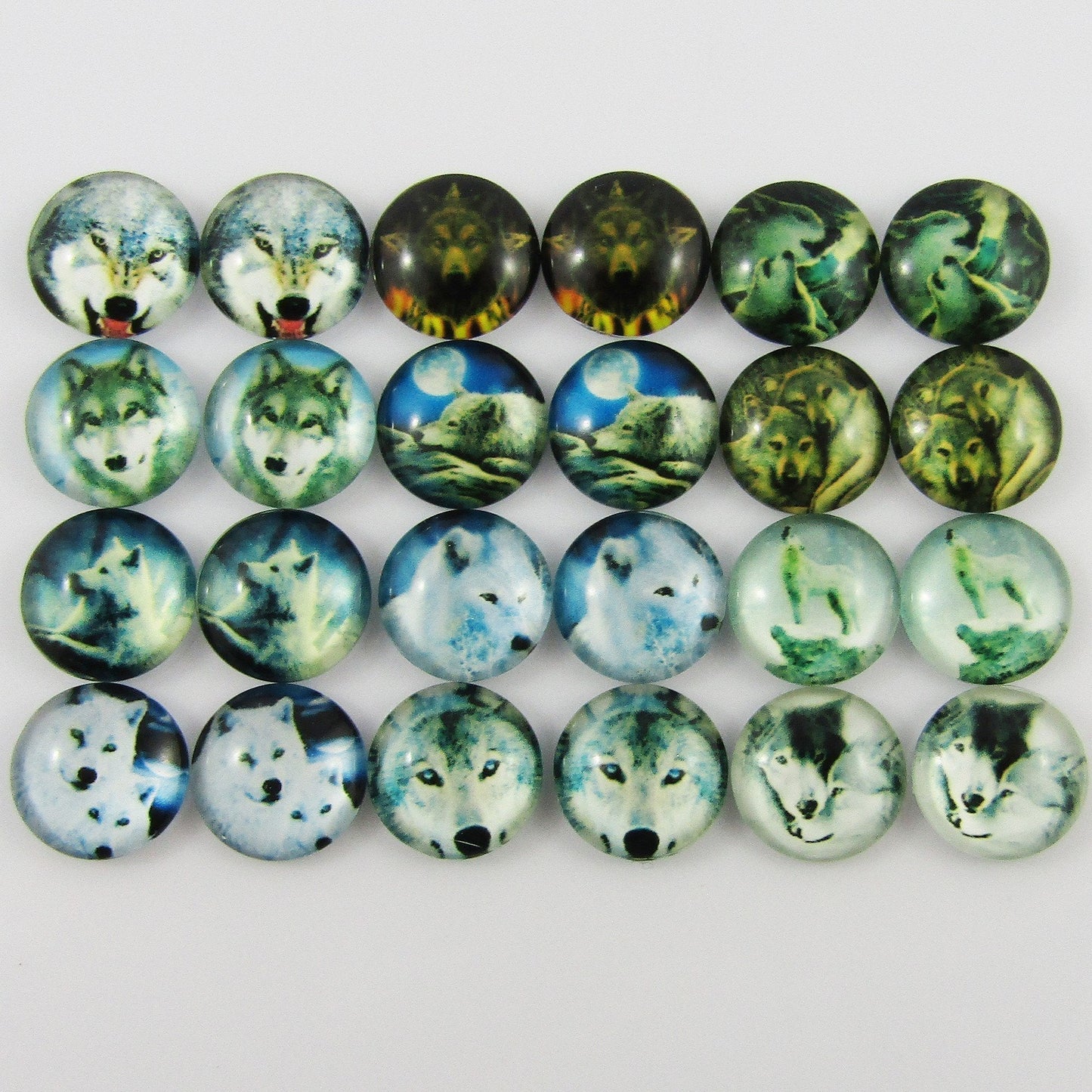 Glass Dome Wolf Print Cabochon 12mm Pick 10 or 20 pieces random pairs