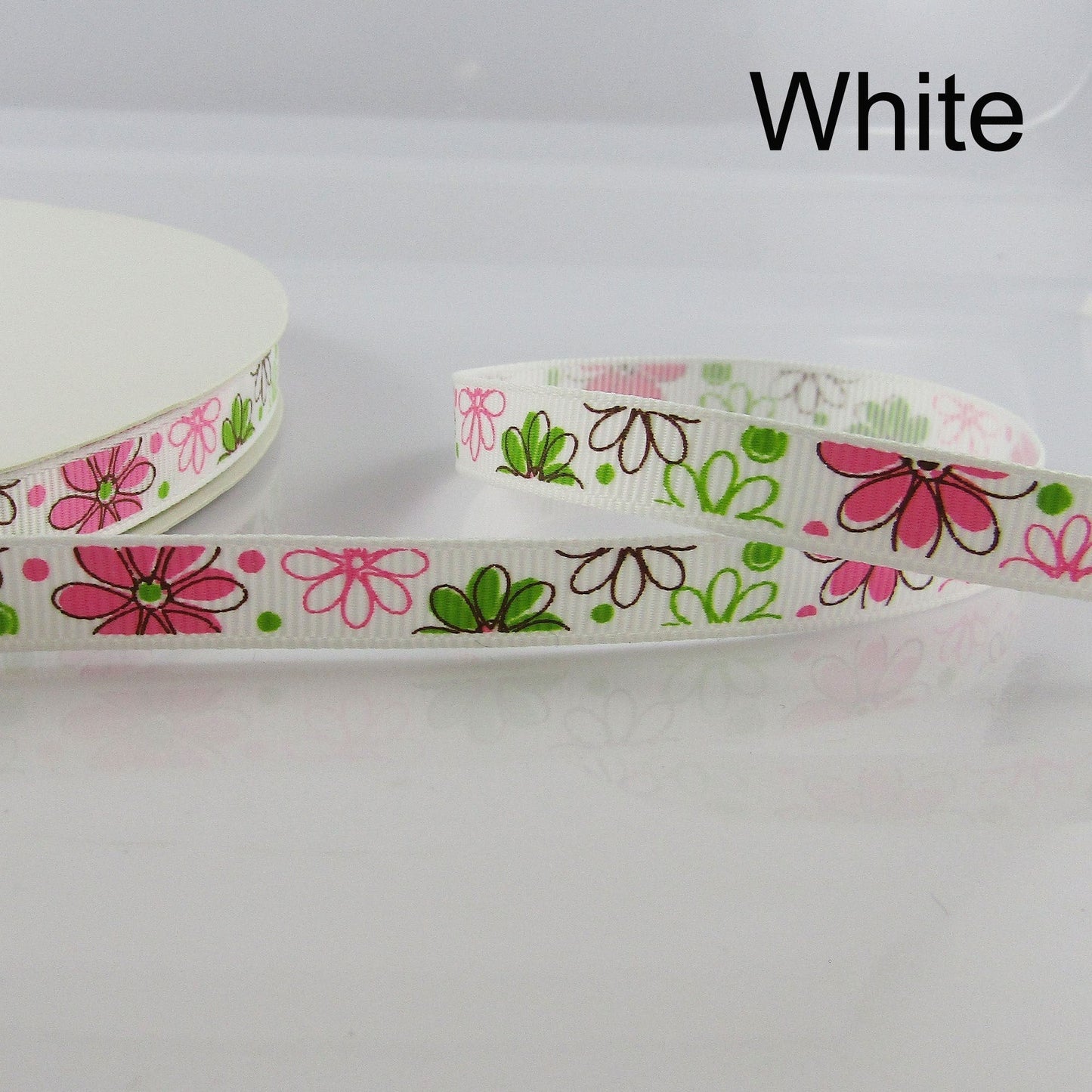 3metres Printed Daisy Flower Grosgrain Ribbon 10mm Select Colour