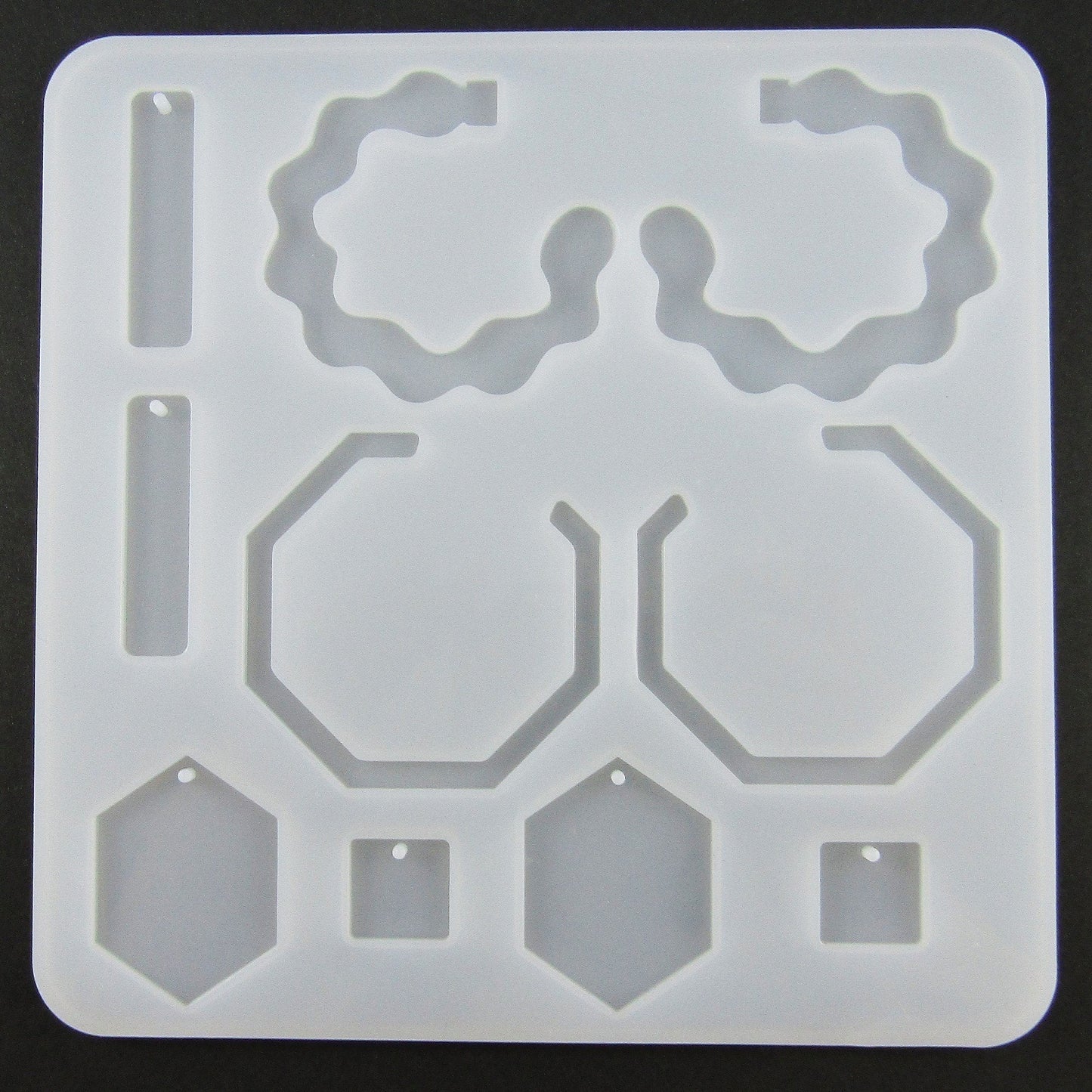 Squiggley Hexagon Hoop Shape Earring Pair Silicone Casting Mould for Epoxy Resin