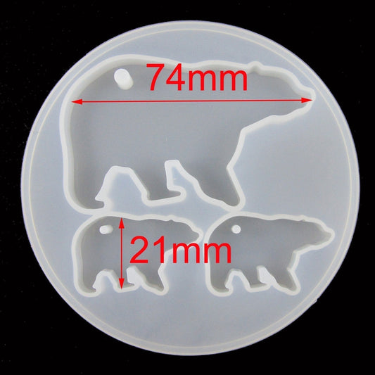 Polar Bear Pendant Silicone Casting Mould for Epoxy Resin Earrings Necklace
