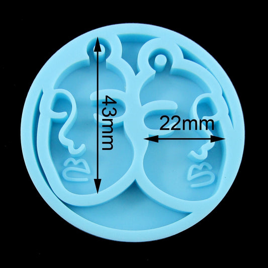 Abstract Face Pendant Earring Silicone Casting Mould for Epoxy Resin