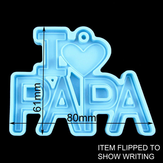 Father's Day I Love Papa Keychain Pendant Silicone Casting Mould for Epoxy Resin