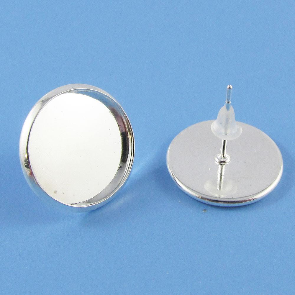 Bulk 10sets (20pce) DIY Cabochon Setting Post Stud Earring & Back Fit 14mm Cabs