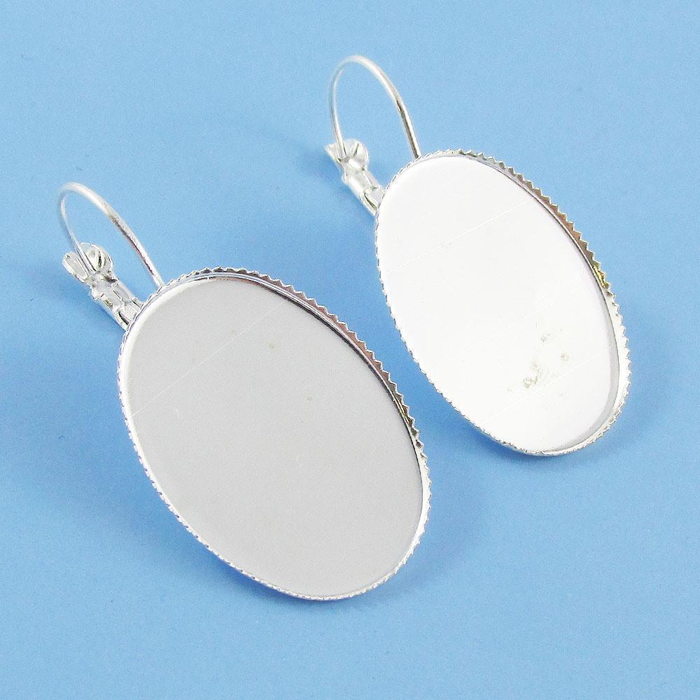 Bulk 10pcs (5pair) DIY Oval Cabochon Lever Back Hoop Earring Fit 18x25mm Cabs