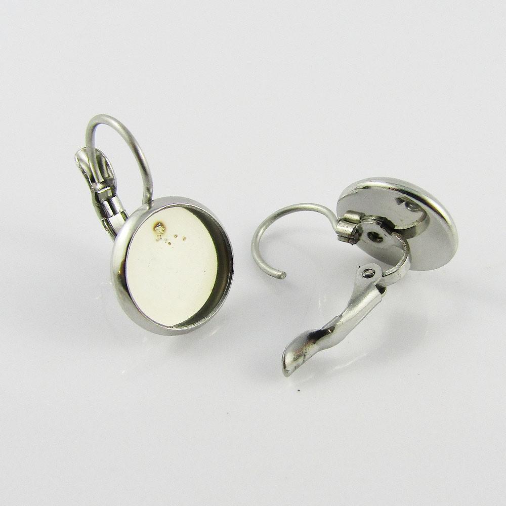 Bulk 10pcs (5pair) Round Cabochon Lever Back Hoop Earring 304SS Fit 10mm Cabs