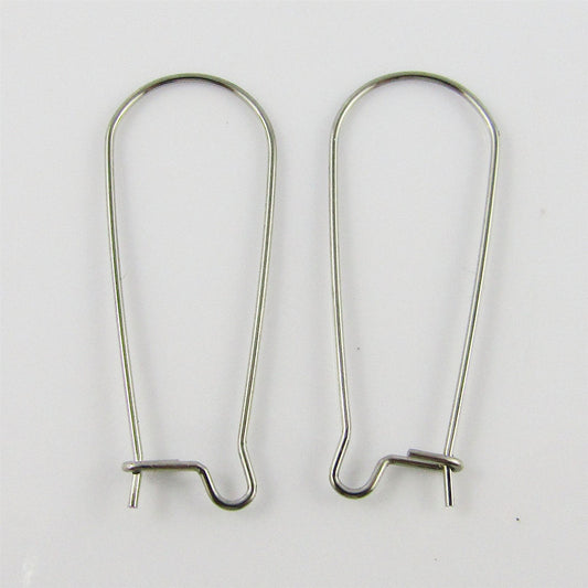 Bulk 20 pieces DIY Long Kidney Earring Hook Finding 33mm SSteel Pick Colour