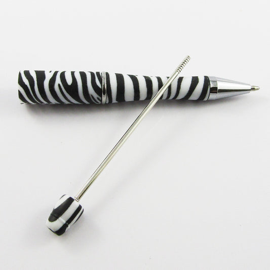 Blank DIY Zebra Print Beadable Pen 144mm Personalised Gift Idea Select Qty