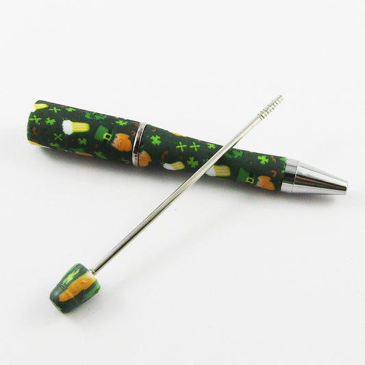 Blank DIY Irish Leprechaun Beer Print Beadable Pen 144mm Personalised Gift Idea