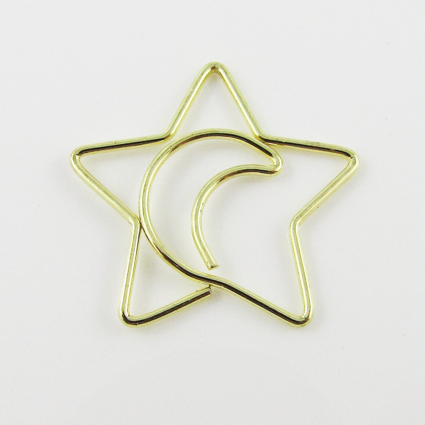 6pcs Gold Star & Moon Paper Clip Photo Clip 24x24mm Journal Scrapbook