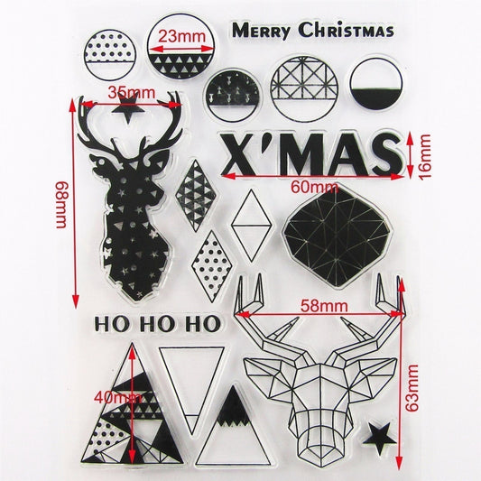 Christmas Themed Reindeer Clear Stamp Silicone Rubber Scrapbooking Card Making
