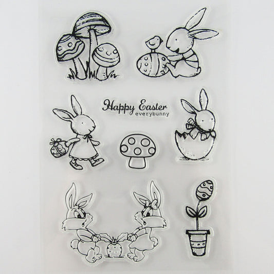 Easter Egg & Easter Bunny Stencil & Silicone Stamp Set Scrapbooking Card Making