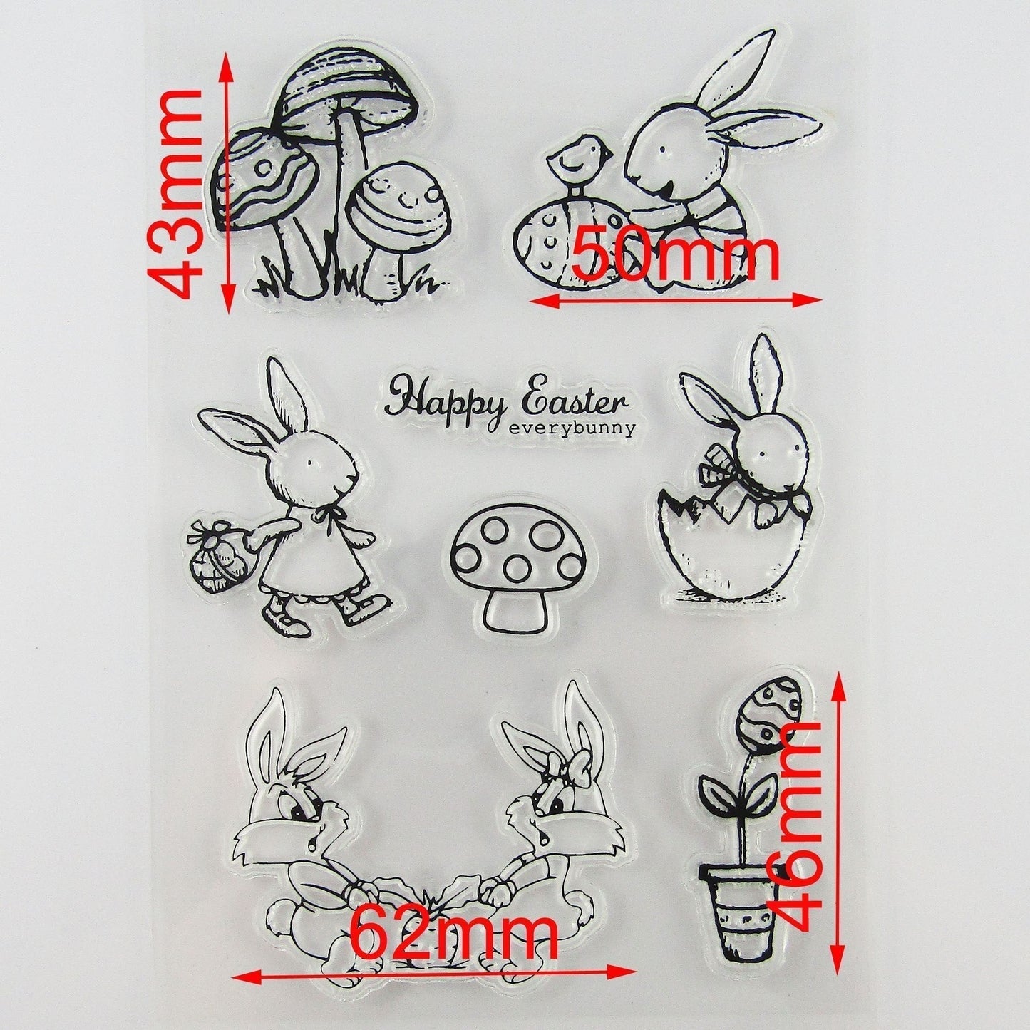Easter Egg & Easter Bunny Stencil & Silicone Stamp Set Scrapbooking Card Making