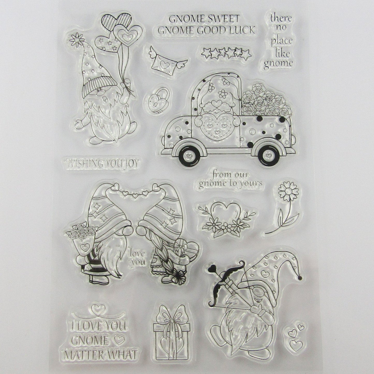 Gnome Love Clear Stamp Sheet Silicone Rubber Journal Scrapbook Card Making