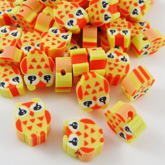 Bulk 50pcs Polymer Clay Wise Owl 10x8x4mm Hole 1.6mm