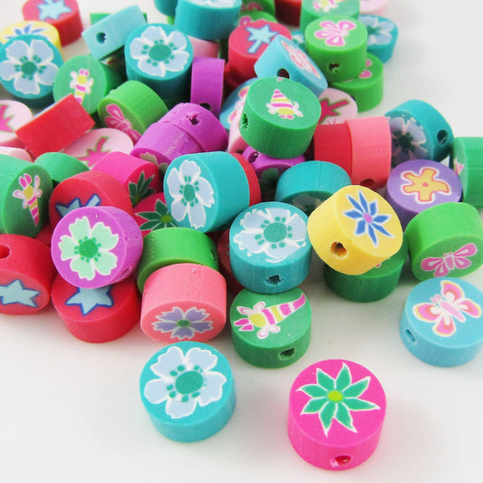 Bulk 50pcs Polymer Clay Mixed Garden Pics 9x9x4.5mm Hole 1.6mm