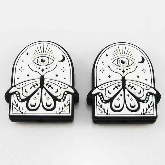 2pcs All Seeing Eye Butterfly Arch Focal Bead 30x26x7.5mm Hole 2.5mm Keychains