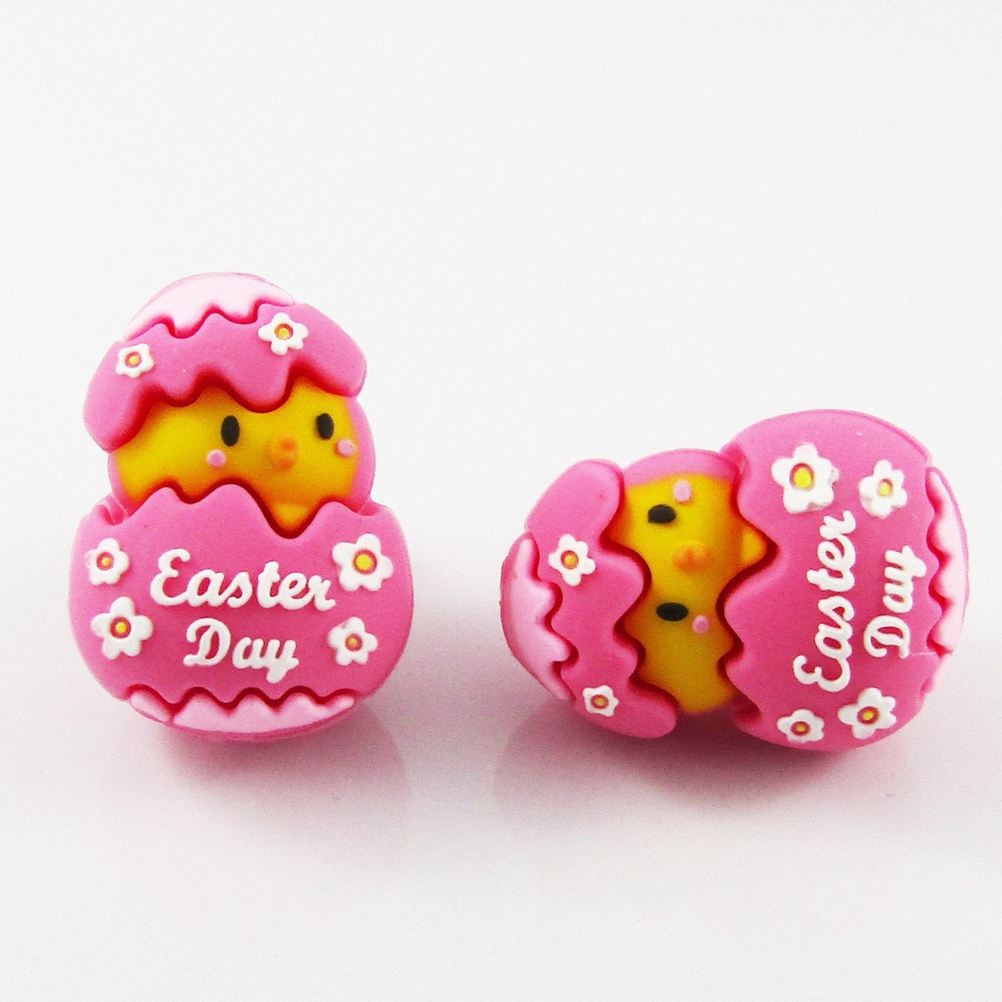 2pcs Easter Egg Eggshell Chicken Silicone Focal Bead 30x22x21mm Hole 3.5mm