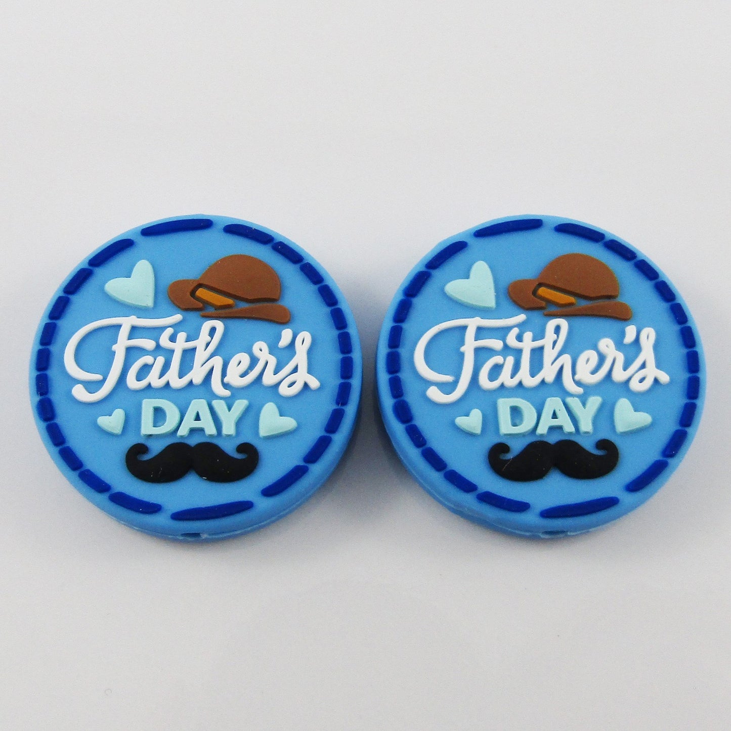 2pcs Fathers Day Silicone Focal Bead 30x7mm Hole 2.5mm