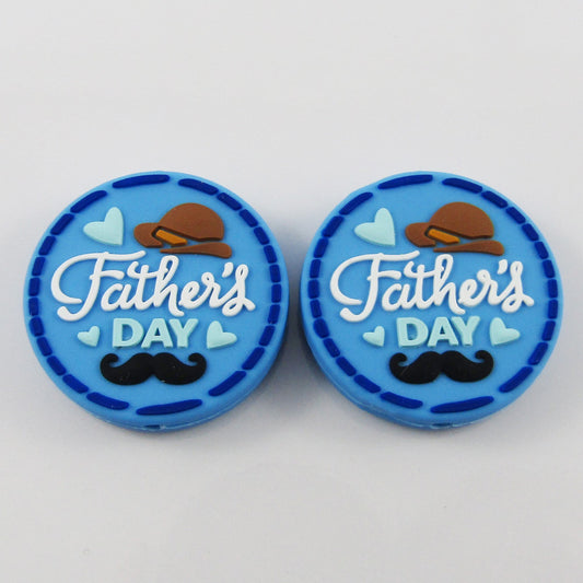 2pcs Fathers Day Silicone Focal Bead 30x7mm Hole 2.5mm
