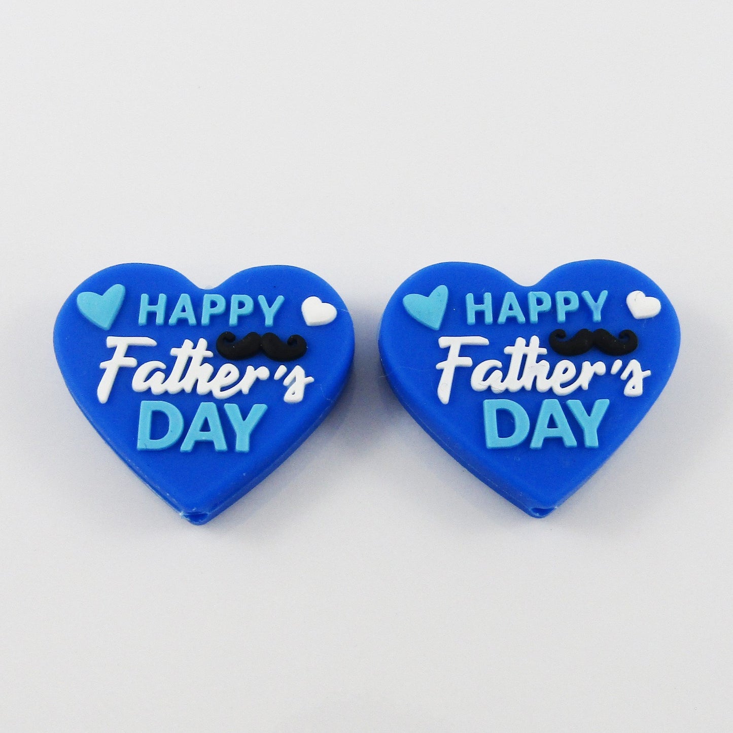 2pcs Happy Fathers Day Heart Silicone Focal Bead 25x27x7mm Hole 2.5mm