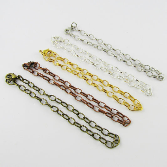 Bulk 5pcs Chain Link Bracelet 20cm Parrot Clasp Select Colour
