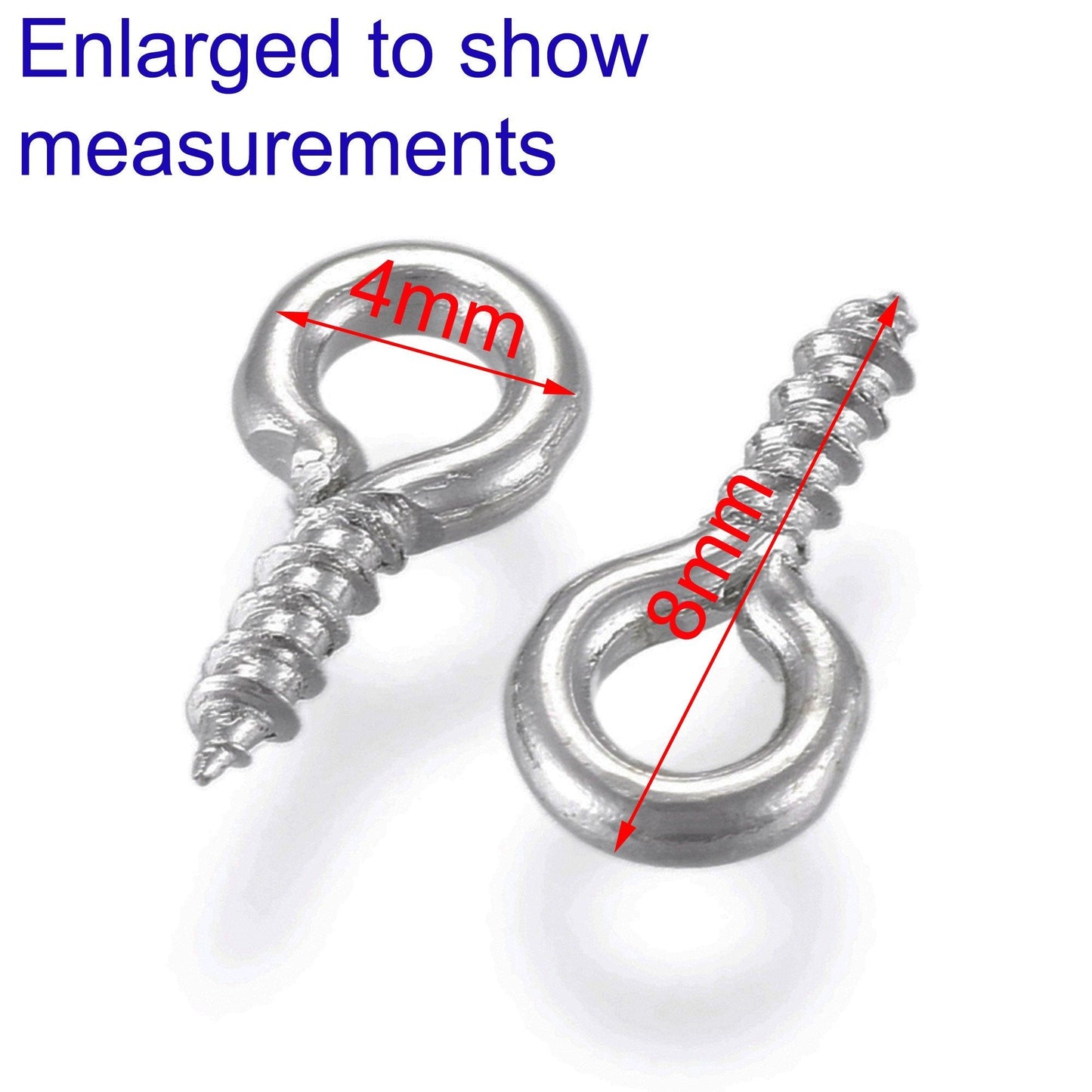 200pk Screw Eye Pin Peg Bails 8x4x1mm with 2mm hole Select Colour