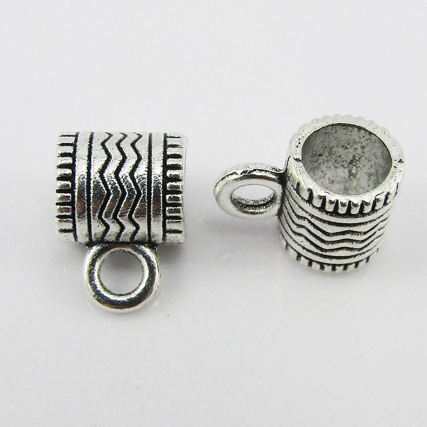 20pce Zig Zag Tube European Bail Findings 12x9x8mm Hole 2.7mm & 5.8mm