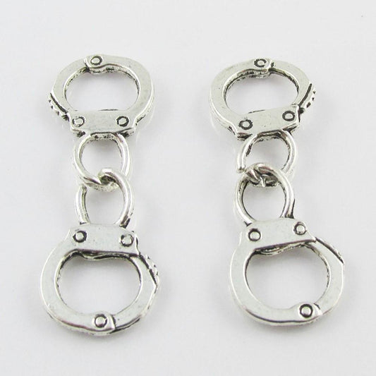 Bulk Handcuffs Law Police Charm Pendant 17x12mm Select Qty