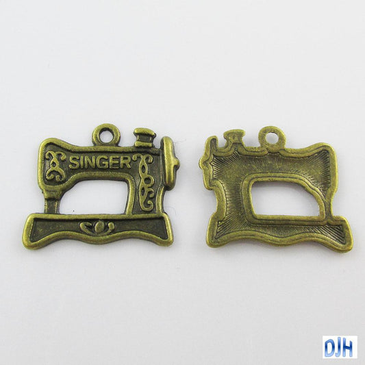 Bulk Singer Sewing Machine Charm Pendant Singer Antique Bronze Select Qty