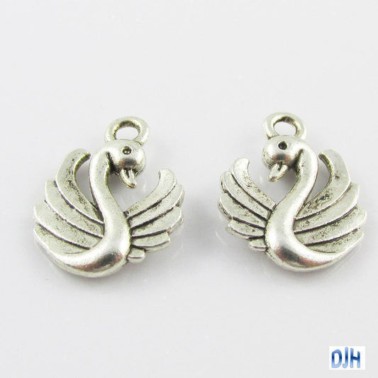 Bulk Swan Charm Pendant 17mm x 13mm Select Qty