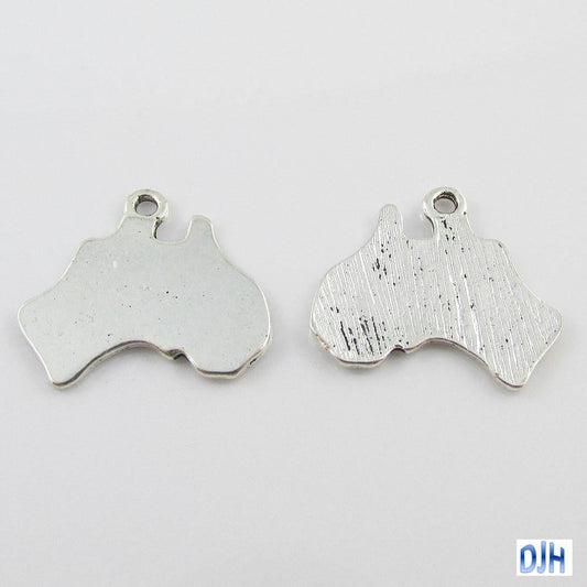 Bulk Australia Map Charm Pendant 20x17mm Antique Silver finish Select Qty