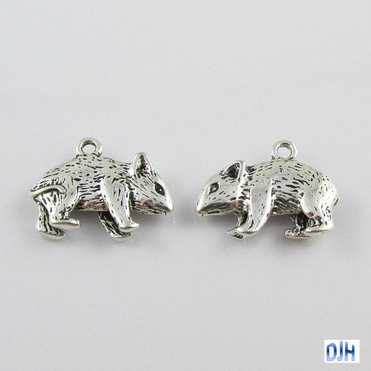 Bulk Australian Wombat Charm Pendant 20x15mm Antique Silver finish Select Qty