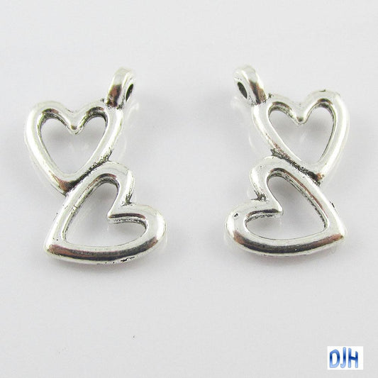 Bulk Heart to Heart Charm Pendant Love Wedding Valentine 18x15mm Select Qty