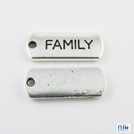 Bulk Family Tag Charm Pendant Message 21x8mm Select Qty
