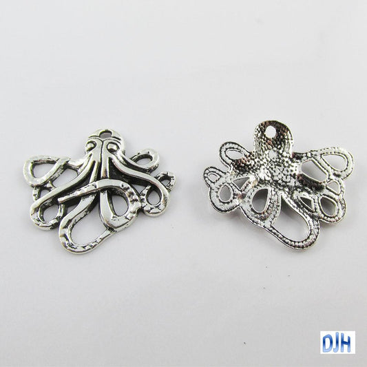 Bulk Small Octopus Charm Pendant Ocean Sealife 24x21mm Select Qty