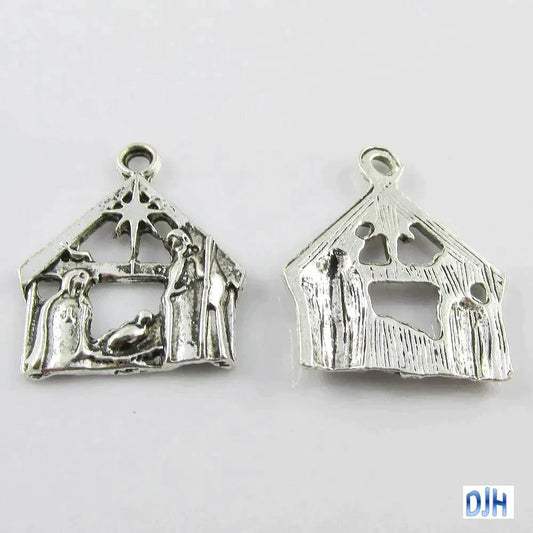 Bulk Christmas Nativity Scene Charm Pendant 21x18mm Select Qty
