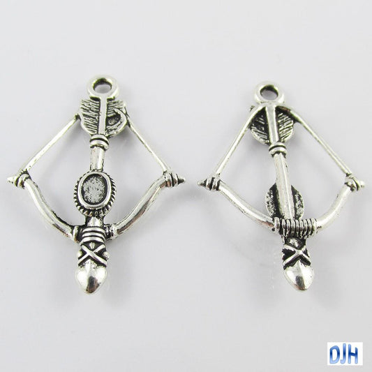 Bulk Bow & Arrow Charm Pendant Warrior Weapon 36x25mm Select Qty
