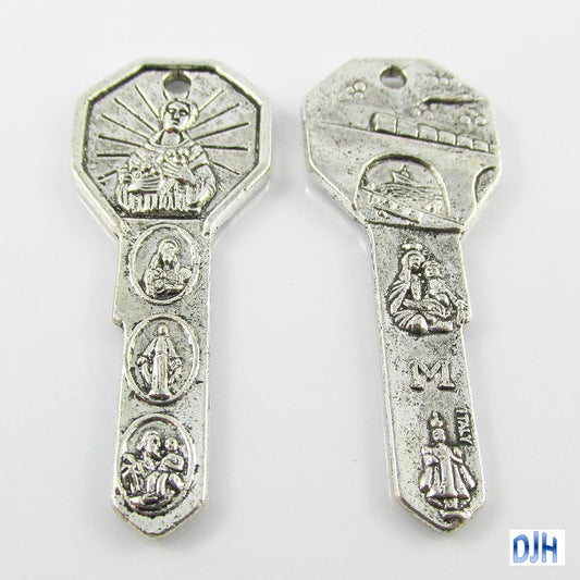 Bulk Religious Saints Key Charm Pendant 20x48mm Select Qty