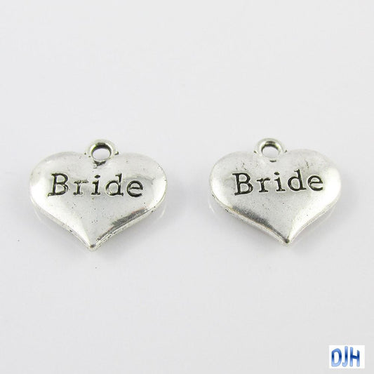 Bulk Bride Heart Charm Pendant Wedding 14x15mm Select Qty