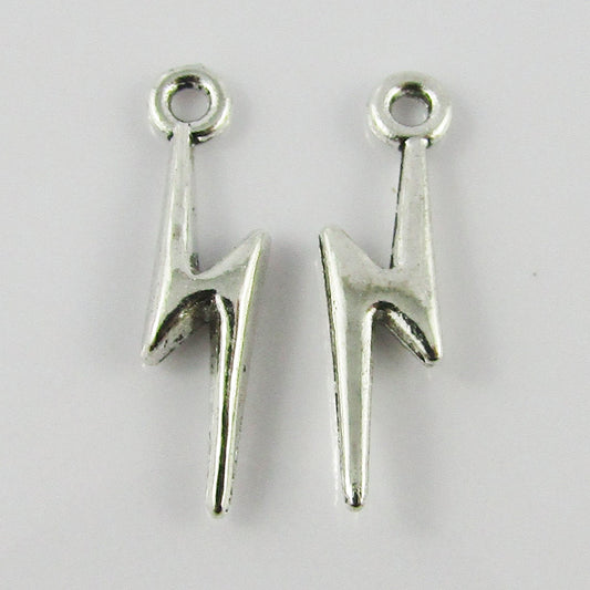 Bulk Lightning Bolt Charm Pendant Weather Flash Alloy 20x6mm Select Qty