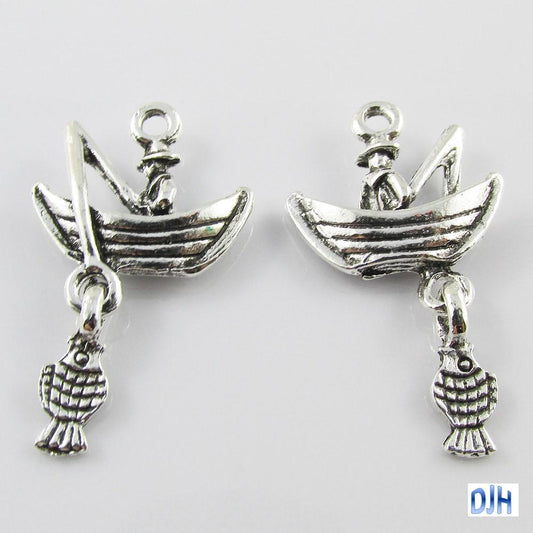 Bulk Fisherman Charm Pendant Fishing Hobby 27x17mm Select Qty